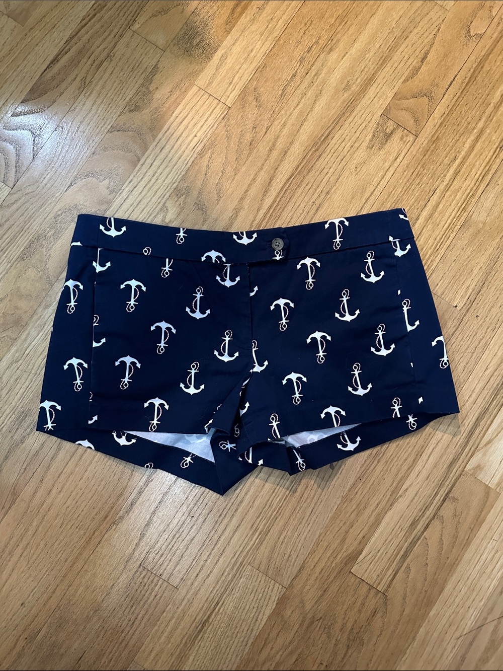 J. Crew Navy Anchor Print Women's Shorts Stretch Size 8